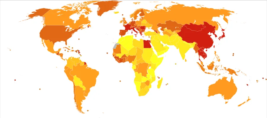 This SVG file was uploaded with Commonist. Deaths from Liver cancer in 2012 per million persons. Statistics from WHO, grouped by deciles 6-18 19-24 25-32 33-40 41-50 51-65 66-72 73-90 91-122 123-479 The following groupin